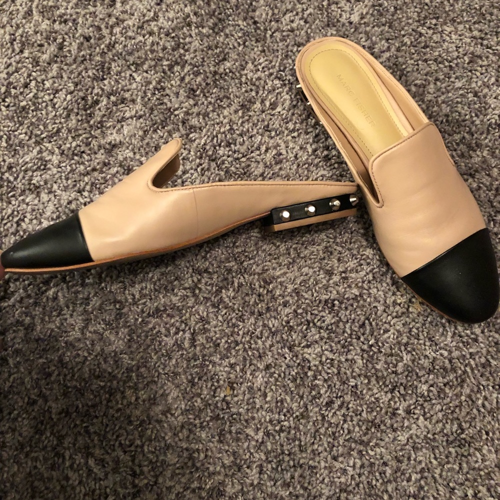 Marc Fisher studded heel blush mules